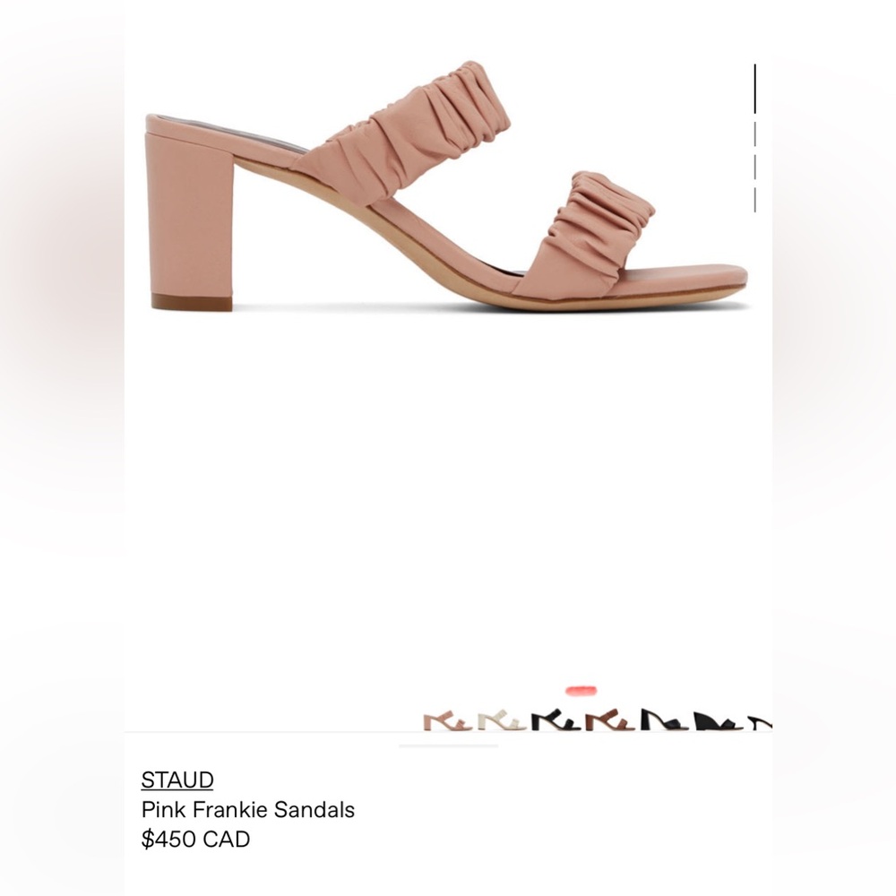 STAUD pink heeled slip on sandals